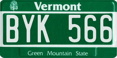 VT license plate BYK566