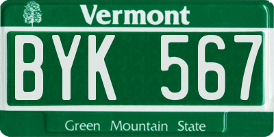 VT license plate BYK567