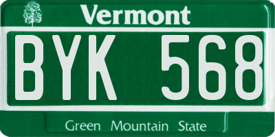 VT license plate BYK568