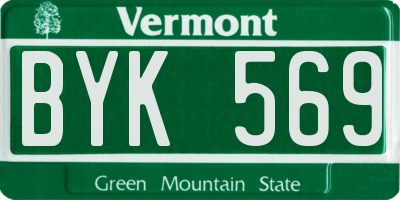 VT license plate BYK569