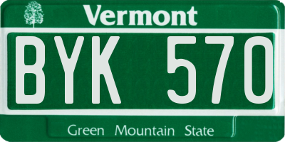 VT license plate BYK570