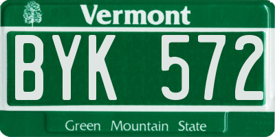 VT license plate BYK572