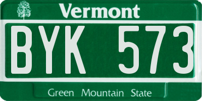 VT license plate BYK573