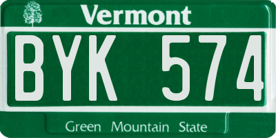 VT license plate BYK574