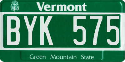 VT license plate BYK575