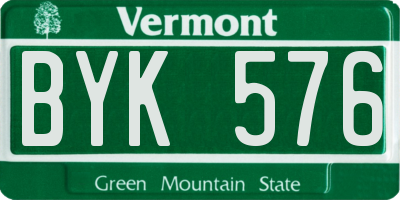 VT license plate BYK576