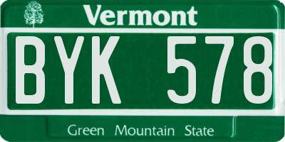 VT license plate BYK578