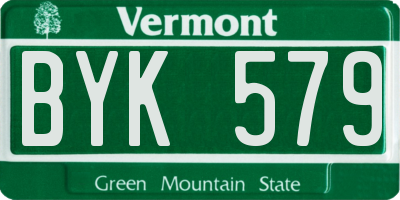 VT license plate BYK579