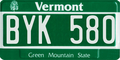 VT license plate BYK580
