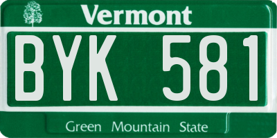 VT license plate BYK581