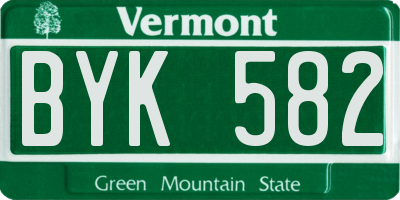 VT license plate BYK582