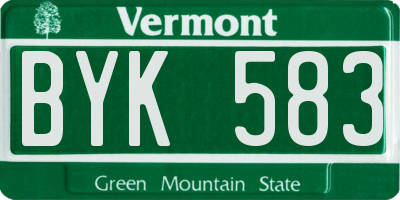 VT license plate BYK583