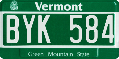 VT license plate BYK584