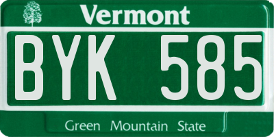 VT license plate BYK585