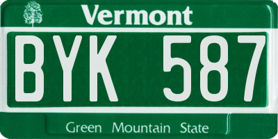 VT license plate BYK587