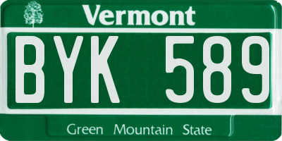 VT license plate BYK589