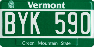 VT license plate BYK590