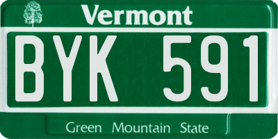 VT license plate BYK591