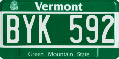 VT license plate BYK592