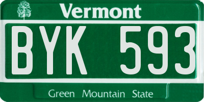VT license plate BYK593