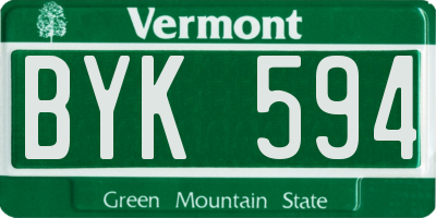 VT license plate BYK594