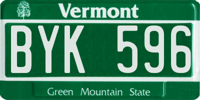 VT license plate BYK596