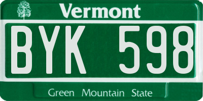 VT license plate BYK598