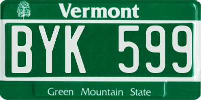 VT license plate BYK599