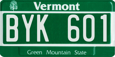 VT license plate BYK601