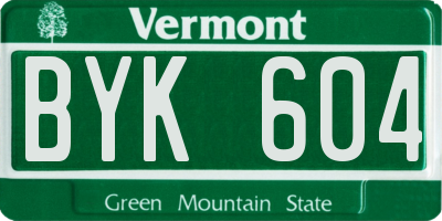 VT license plate BYK604