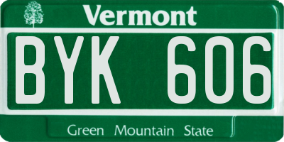 VT license plate BYK606