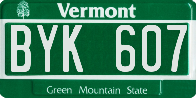 VT license plate BYK607
