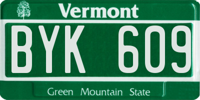 VT license plate BYK609