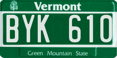 VT license plate BYK610