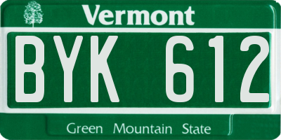 VT license plate BYK612