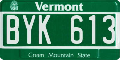 VT license plate BYK613