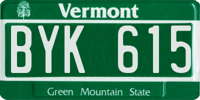 VT license plate BYK615