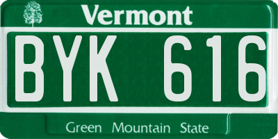 VT license plate BYK616