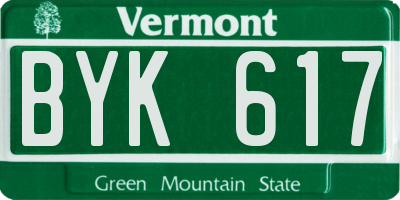 VT license plate BYK617