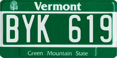 VT license plate BYK619