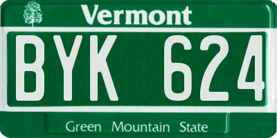 VT license plate BYK624