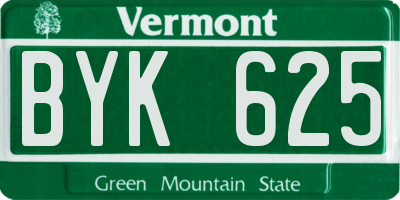 VT license plate BYK625