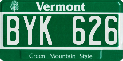 VT license plate BYK626