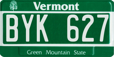 VT license plate BYK627