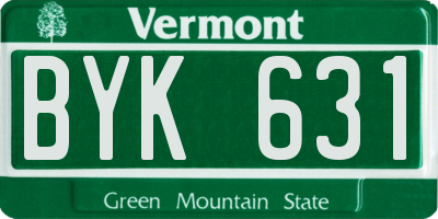 VT license plate BYK631