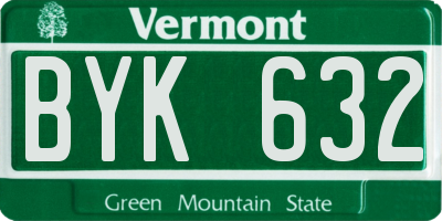 VT license plate BYK632
