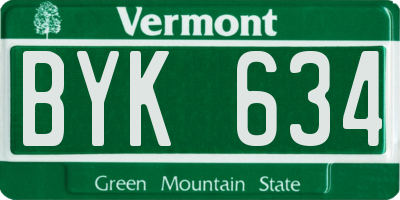 VT license plate BYK634