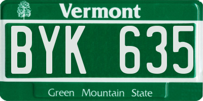 VT license plate BYK635