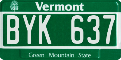 VT license plate BYK637