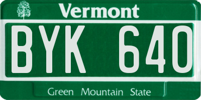 VT license plate BYK640